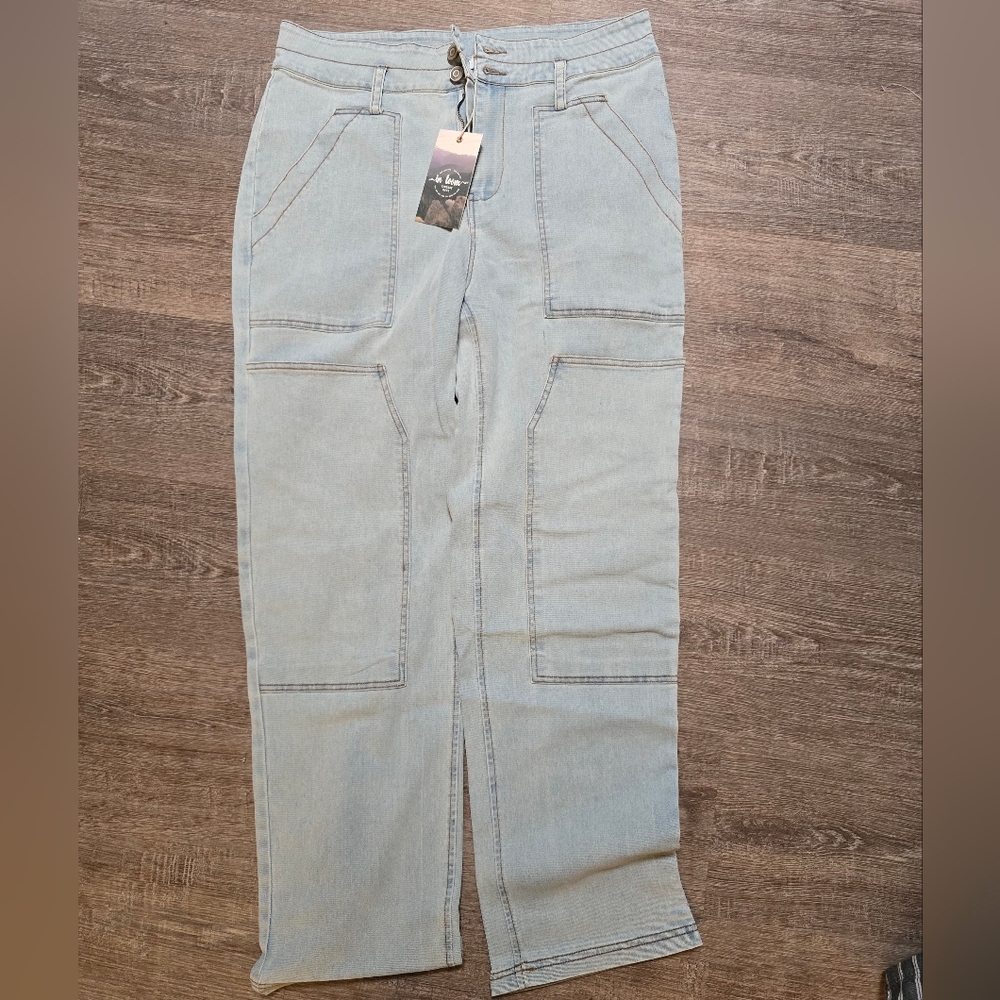 In Loom Patch Denim Ankle Jeans Size LARGE